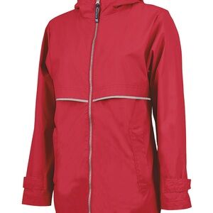 Charles River Red Hooded Woman’s Rain Jacket Medium like new